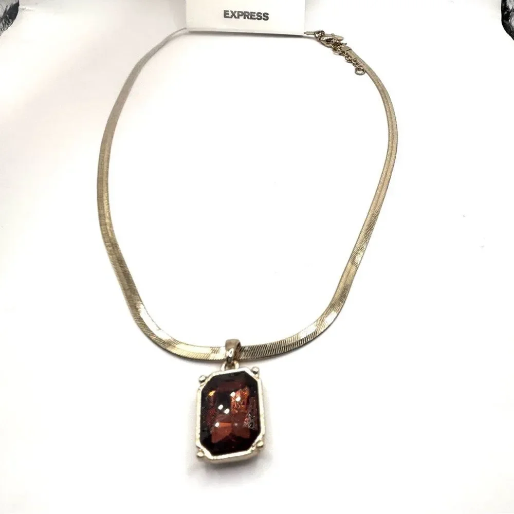 Express Gold Necklace with Copper Pendant